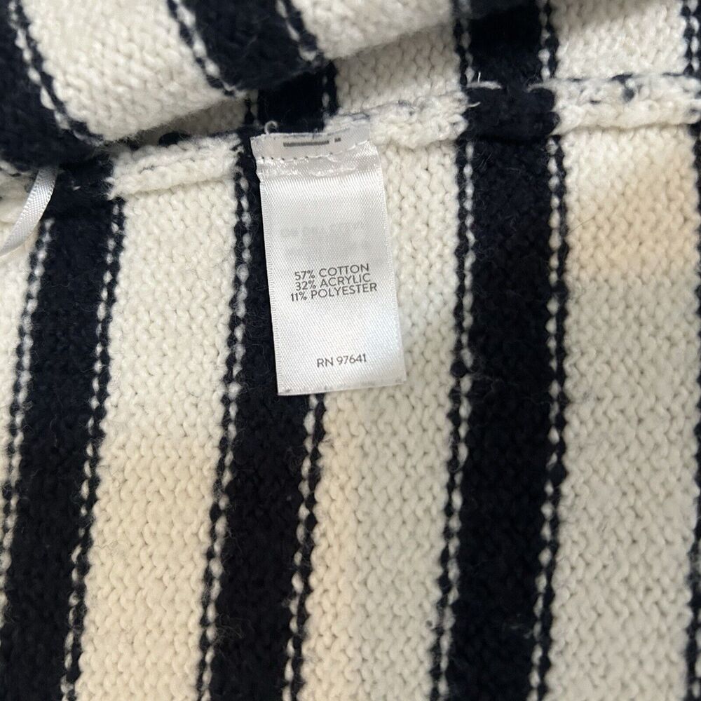 J Jill Long Sleeve Open Cardigan Sweater Cream Navy Blue Striped Size Small - Picture 7 of 7